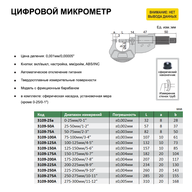 Микрометр МКЦ-150 0,001мм